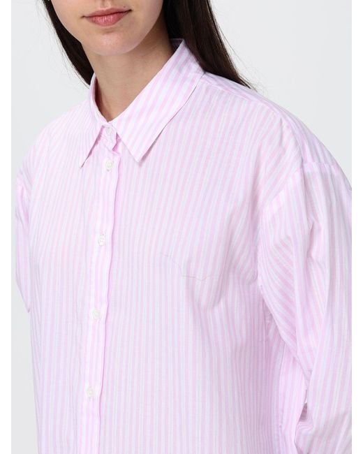 Mc2 Saint Barth Pink Striped Cotton Casual Dress
