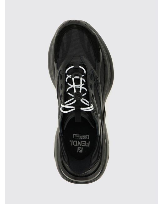 Fendi Black F-Light Leather And Nylon Sneakers