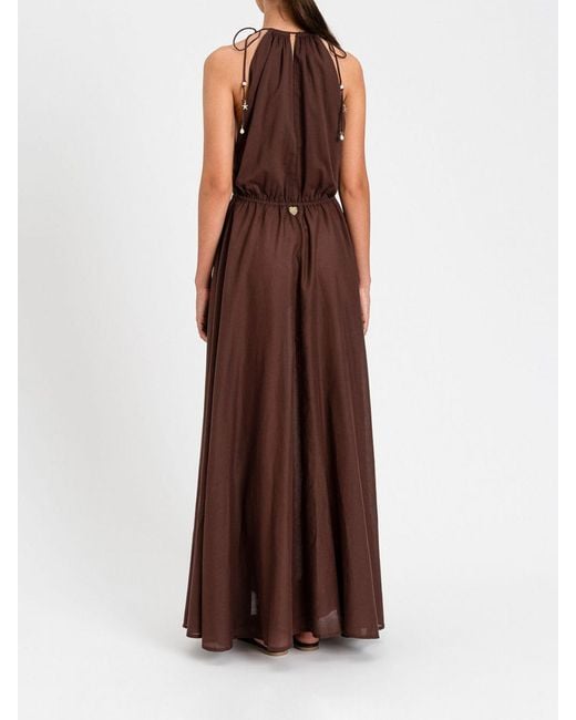 Twinset Brown Long Cotton Dress