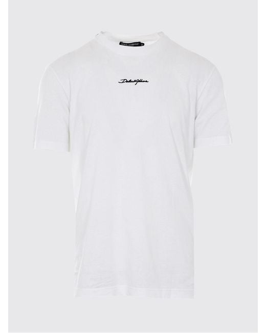 Dolce & Gabbana White Dolce &Amp Gabbana Cotton Crew-Neck T-Shirt With Logo for men