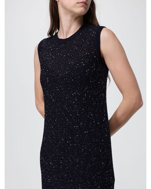 Fabiana Filippi Blue Cotton Dress With Sequins