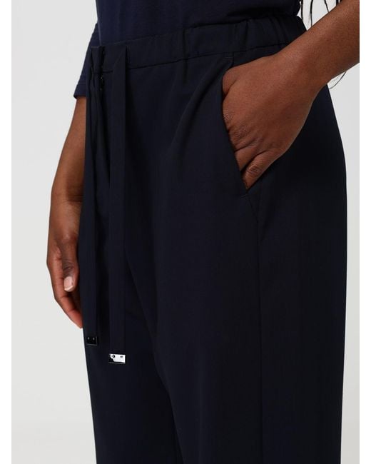 Max Mara Blue Virgin Wool Trousers With Drawstring