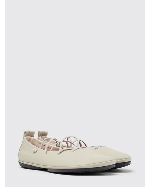 Camper White Right Nina Leather Ballerina Flats