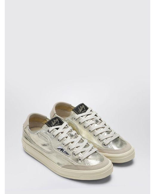 Autry White Laminated Leather Windscape Sneakers