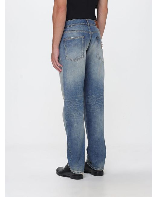 Dolce & Gabbana Blue Dolce &Amp Gabbana Straight Fit Mid-Rise Distressed Denim Jeans With Worn Effect for men