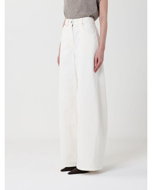 Brunello Cucinelli White Denim Wide-Leg Jeans