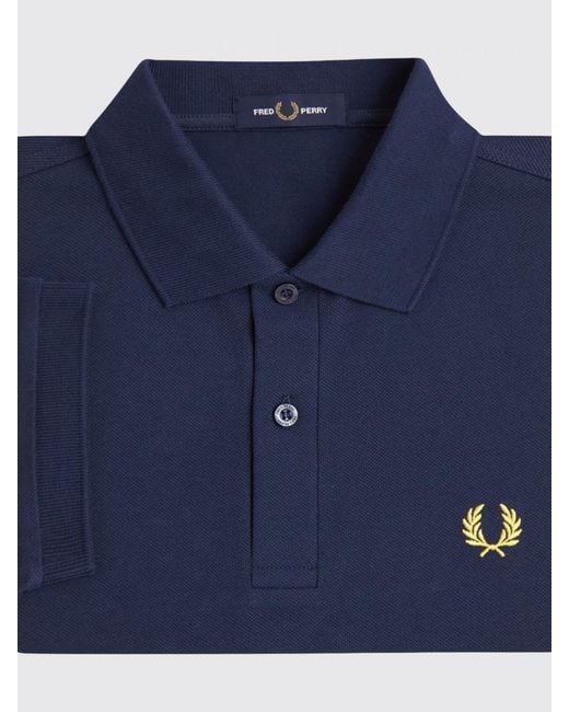 Fred Perry Blue Cotton Polo Shirt With Logo for men