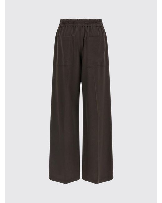 Brunello Cucinelli Brown Wool Blend Wide-Leg Trousers With Elasticated Waist