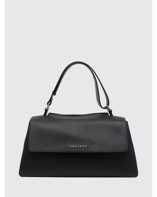 Orciani Black Hammered Leather Sveva Longuette Bag