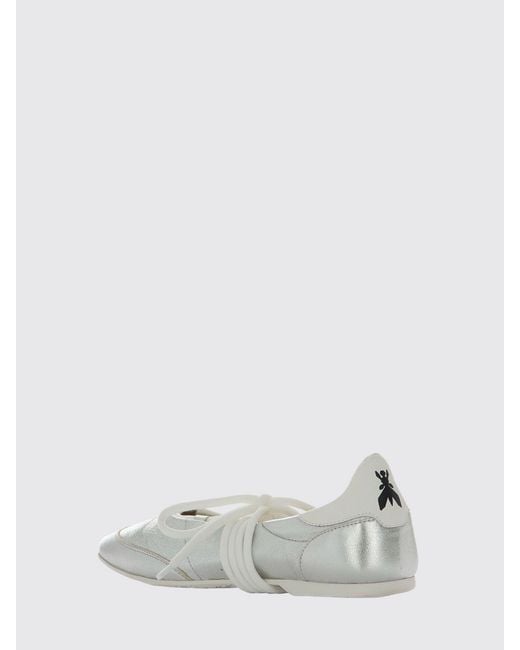 Patrizia Pepe White Dancing Skin Laminated Leather Ballerinas
