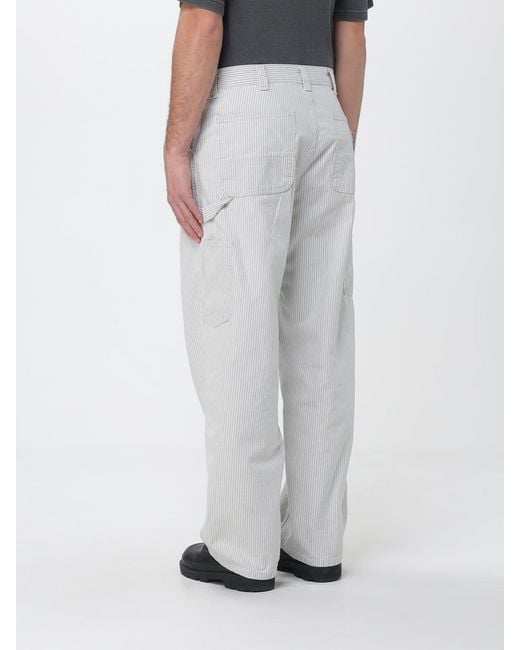 Carhartt Gray Striped Cotton Wide-Leg Trousers for men