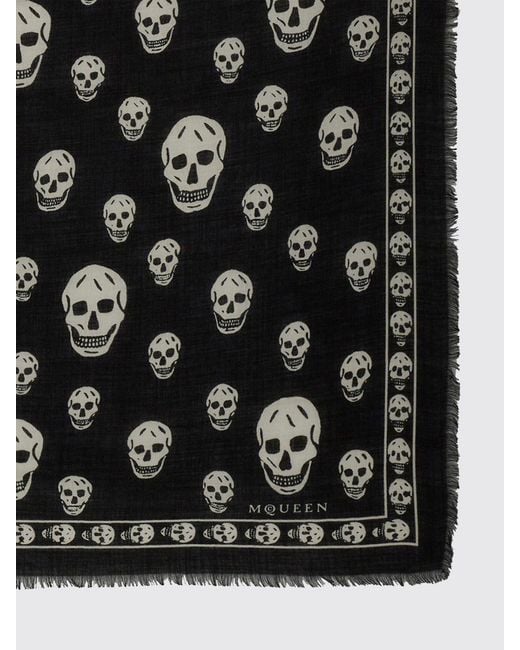 McQueen Black Skull Jacquard Modal Scarf