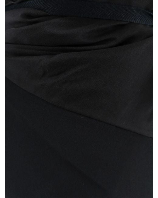 Maison Margiela Black Asymmetric Viscose Midi Dress With Draped Waist