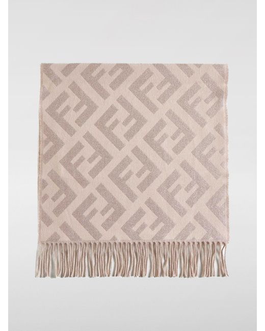 Fendi Pink Ff Jacquard Fringed-Edge Scarf