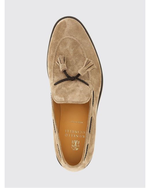 Brunello Cucinelli Brown Suede Loafers With Tassels for men