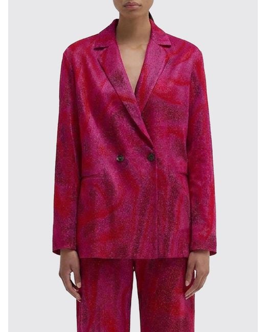 MACCAPANI Red Double-Breasted Viscose And Cotton Blazer