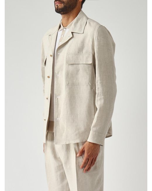 Briglia 1949 Natural Linen Shirt Jacket for men