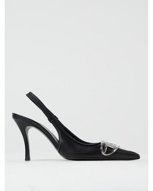 DIESEL Black D-Venus Sb Leather Slingback Pumps