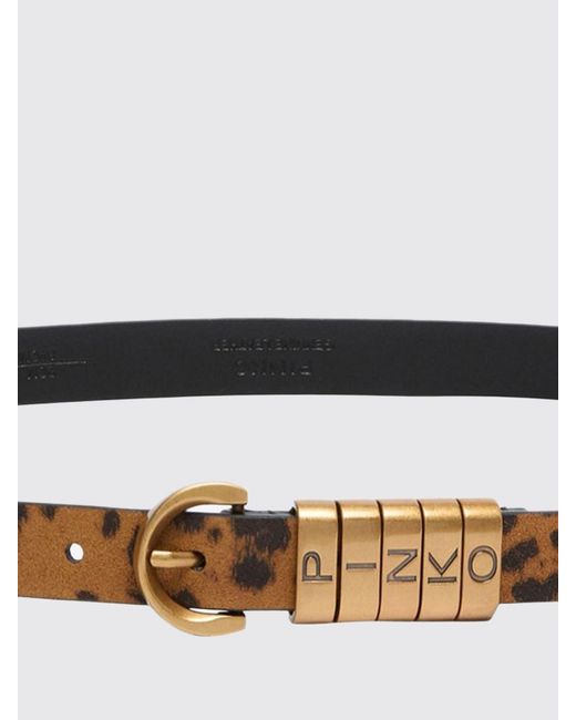 Pinko White Animal Print Belt With Logo