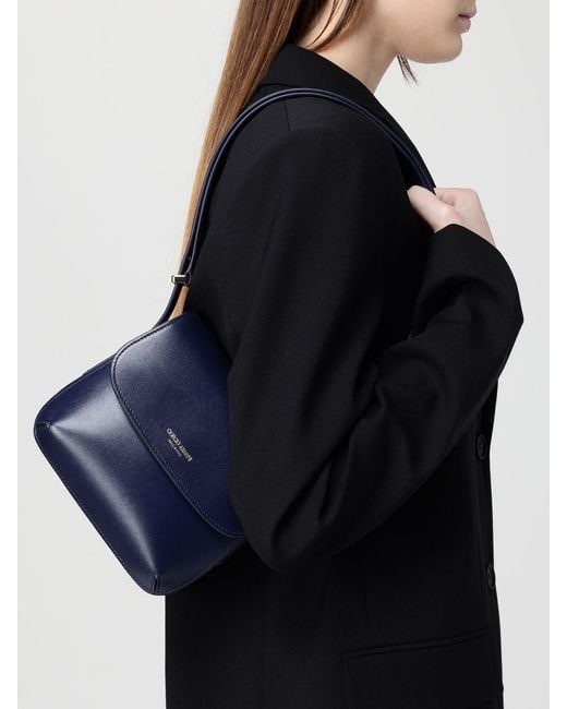 Giorgio Armani Blue La Prima Palmellato Leather Bag