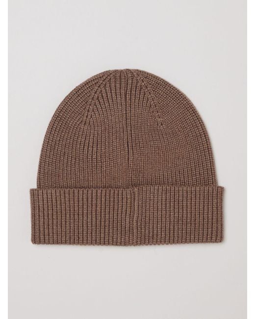 Murphy & Nye Brown Cotton Beanie Hat With A Turn-Up Cuff And Logo Patch for men