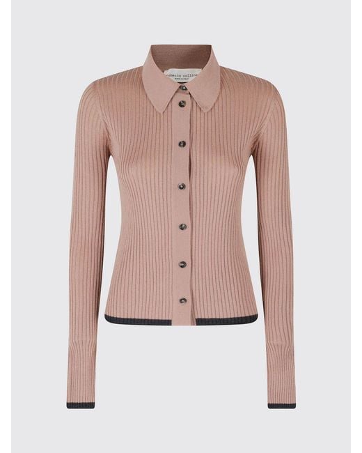 Roberto Collina Red Slim Fit Ribbed Merino Wool Polo Cardigan