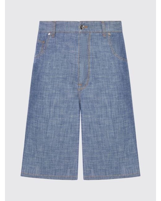 Fendi Blue Chambray Shorts for men