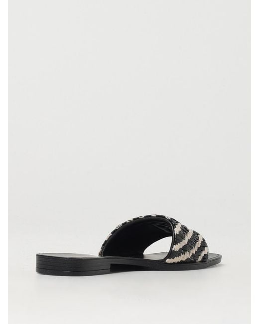 Just Cavalli White Raffia Woven Slide Sandals