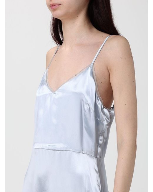 Fabiana Filippi Blue Viscose Slip Dress With Capelet
