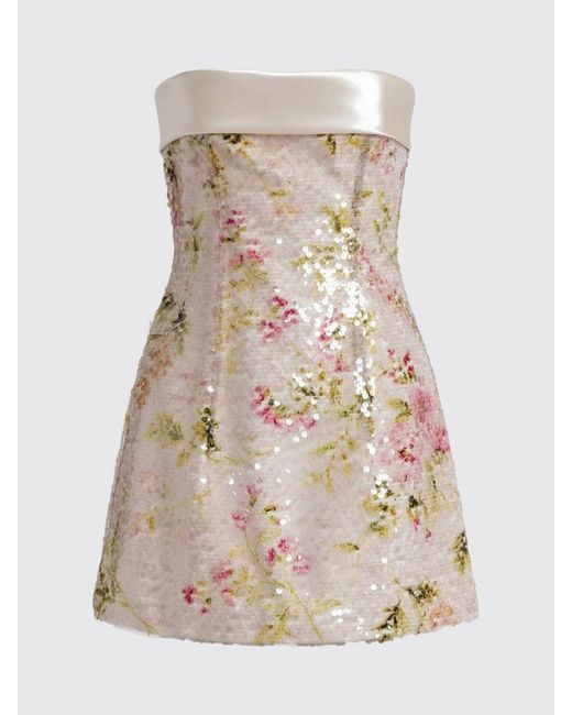 Alberta Ferretti Natural Sequin Mini Dress