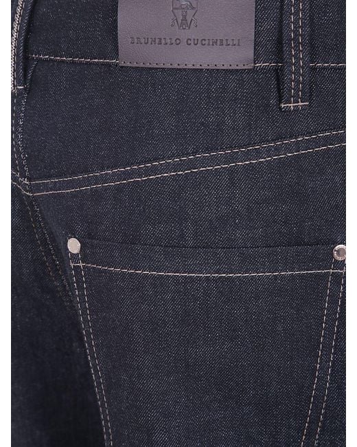 Brunello Cucinelli Blue High-Waisted Straight Jeans