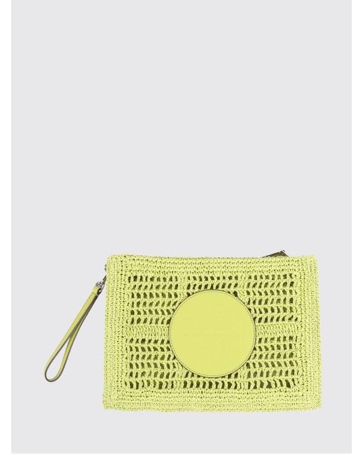 Tory Burch Yellow Ella Crochet Raffia Clutch