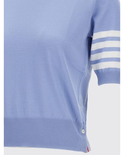 Thom Browne Blue 4-Bar Virgin Wool Sweater