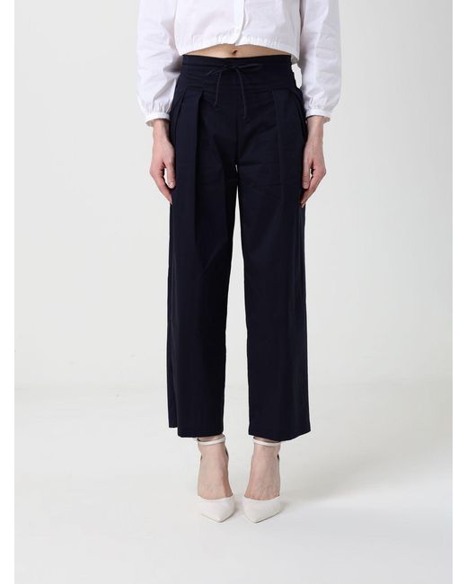Liviana Conti Blue Scott Cotton Blend Cropped Trousers