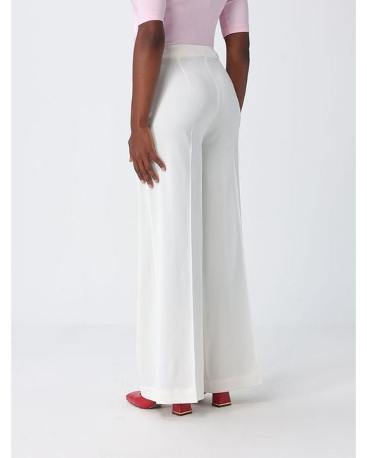 Hanita White Stretch Jersey Palazzo Trousers