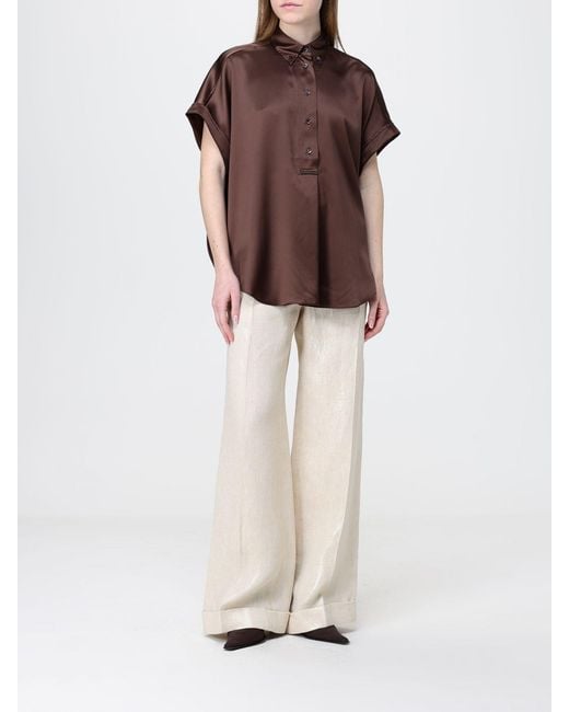 Brunello Cucinelli White Lurex Linen Palazzo Trousers