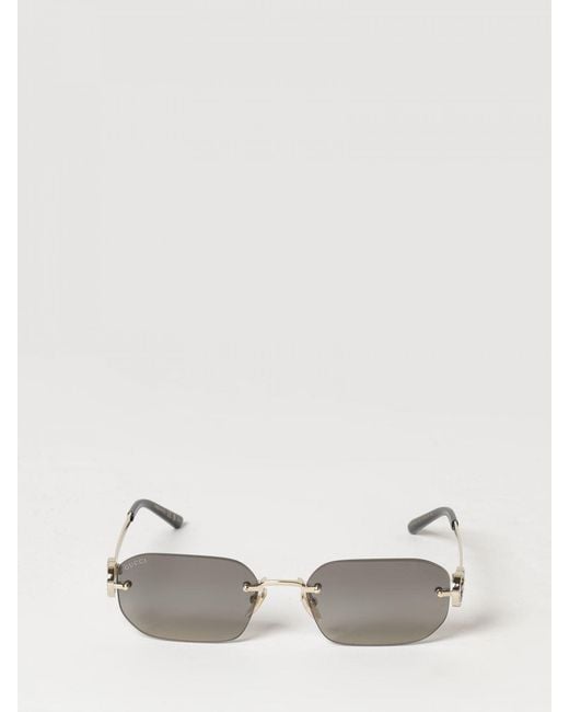 Gucci Natural Gg Monogram Rectangular Metal Sunglasses
