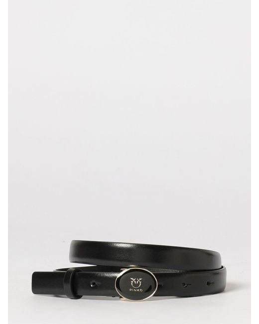 Pinko White Love Birds Leather Belt