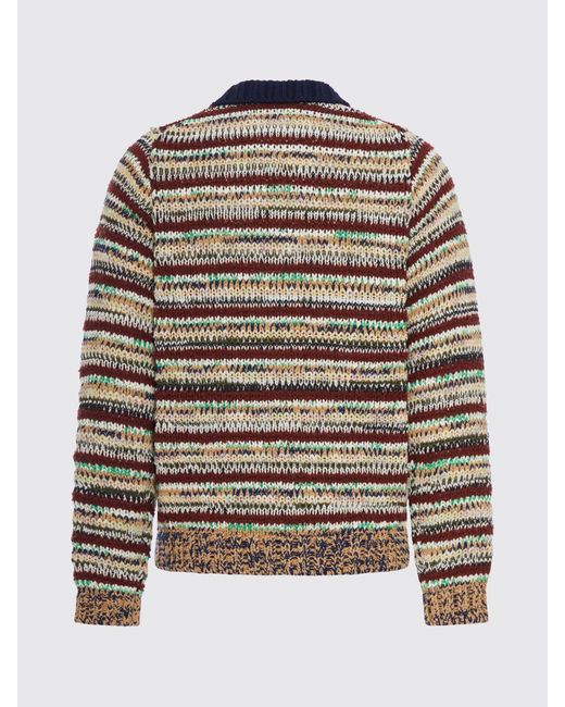 Sacai Blue Striped Cotton Knit Polo Shirt for men