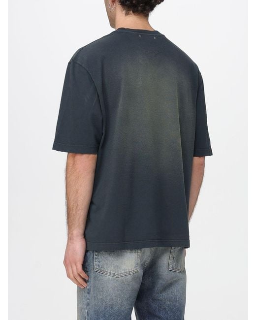 Golden Goose Deluxe Brand Blue Journey Bleached Dyed Gauze Cotton Jersey T-Shirt for men