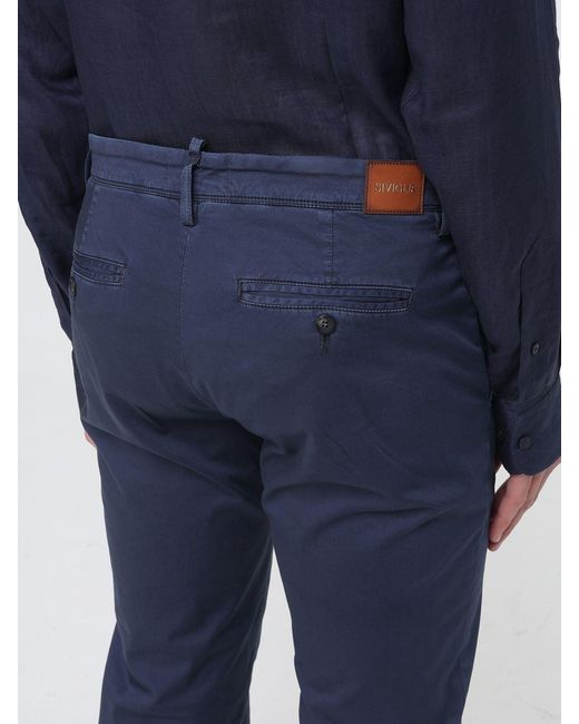 Siviglia Blue Stretch Cotton Chino Trousers for men