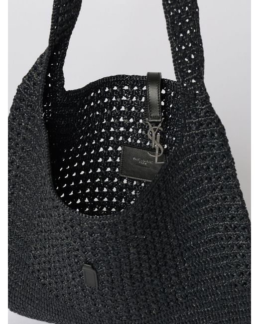 Saint Laurent Black Le 5 À 7 Crochet Raffia Bag for men