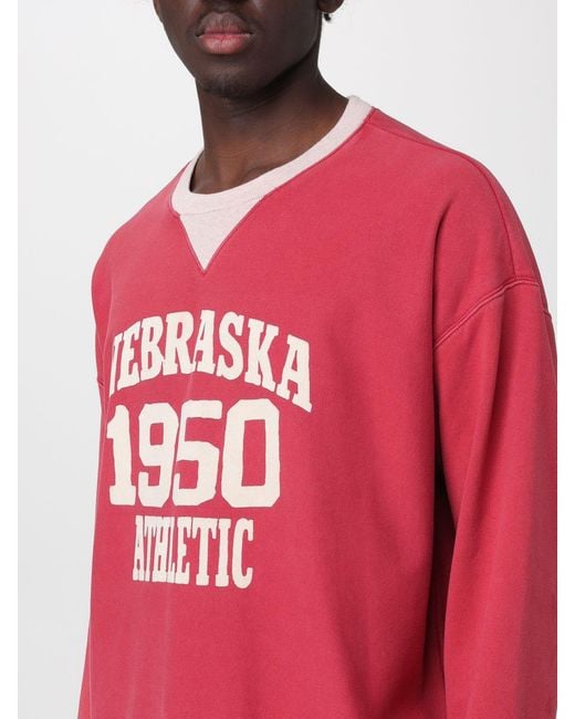 Champion Red Time Capsule Relaxed Fit Cotton Crew Neck Sweatshirt With Slogan Print for men
