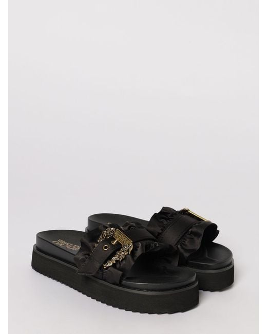 Versace Jeans Couture White Ruched Fabric Sliders
