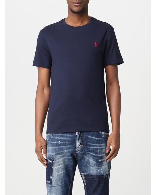 Polo Ralph Lauren Blue Cotton T-shirt With Logo for men