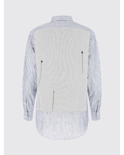 Maison Margiela Gray Striped Cotton And Linen Shirt With Faux Vest