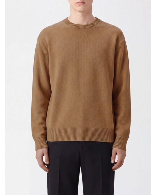 Céline Natural 100% Cashmere Crewneck Jumper With Ribbed Trims for men