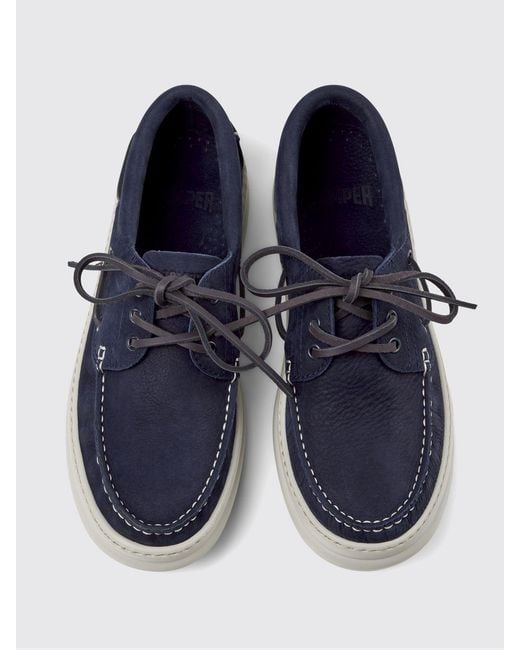 Camper Blue Runner Suede Boat Loafers for men