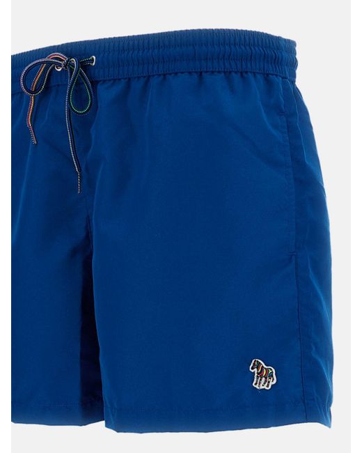 Paul Smith Blue Polyester Boxer Swim Trunks for men