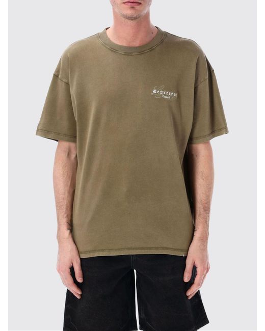 Represent Green Cotton Crew-Neck T-Shirt With Logo for men